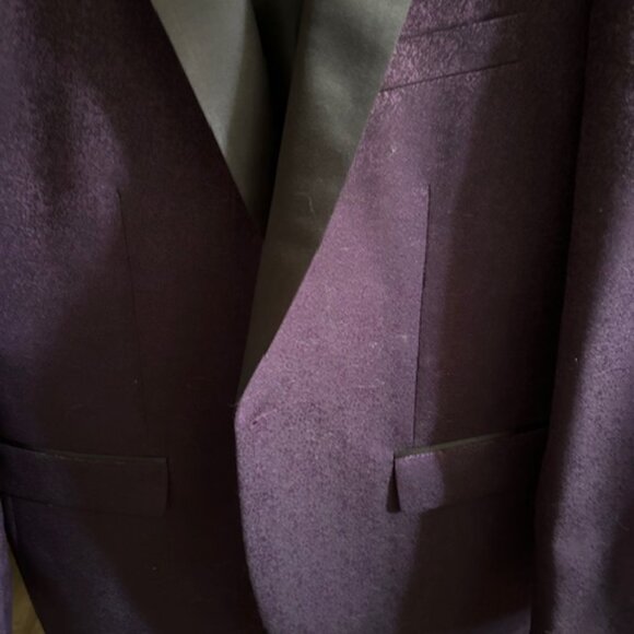 44R Jos A Bank Jacquard Dinner Jacket Blazer Tailored Fit Purple - Picture 9 of 13
